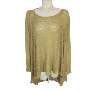 Grace & Lace Cardigan Sweater Yellow Open Knit Women's XL hilo